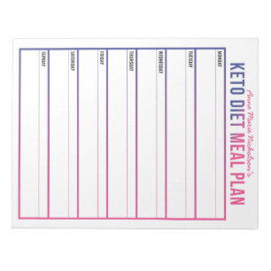 Bloco De Notas Plano de refeições com dieta Keto 