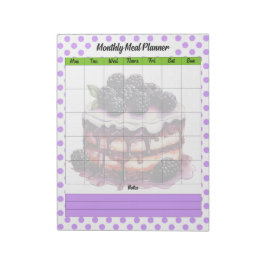 Bloco De Notas Plano mensal de refeições à base de mirtilo