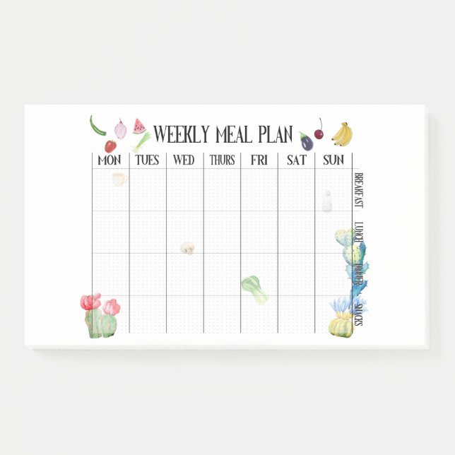 Bloco De Notas Plano semanal das refeições (Frente)