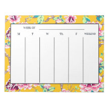 Plano Semanal Floral Amarelo Mostarda Rosa Vibrant