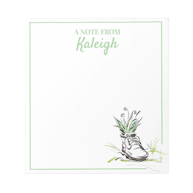 Bloco De Notas Plantador de Flor Azul Verde para Calçado para Jar (Frente)