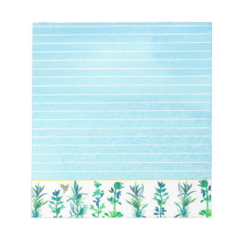 Bloco De Notas Plantas cozinhar Rosemary Thyme Bee Blue Lined