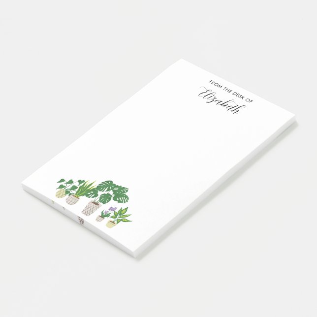 Bloco De Notas Plantas Monstera em Vasos com Nome Personalizado (Inclinado)