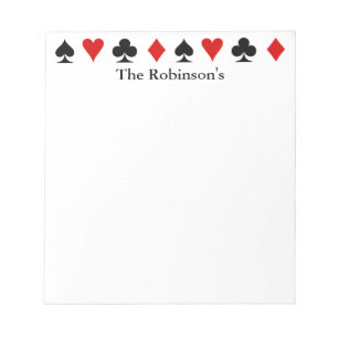Bloco De Notas Playing Card Score Pad ~ Personalized