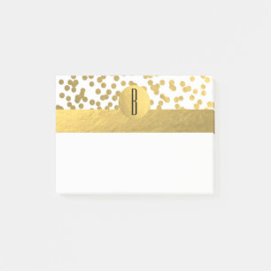 Bloco De Notas Pó de Confete em Folha de Ouro Monograma Glam Mode