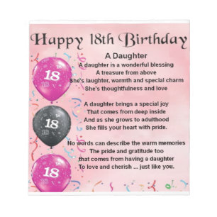 Bloco De Notas Poema da filha - 18o aniversário