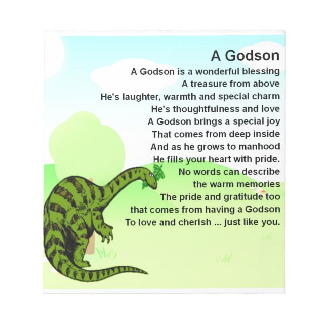 Bloco De Notas Poema de Godson - design de dinossauro (Frente)