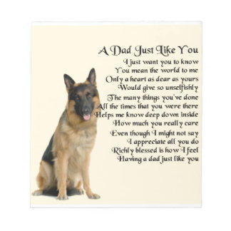 Bloco De Notas Poema do pai - Cachorro do German shepherd