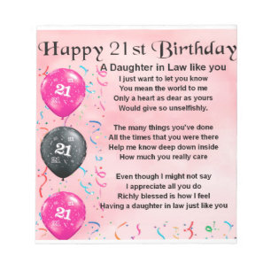 Bloco De Notas Poema para Nora no 21º Aniversário