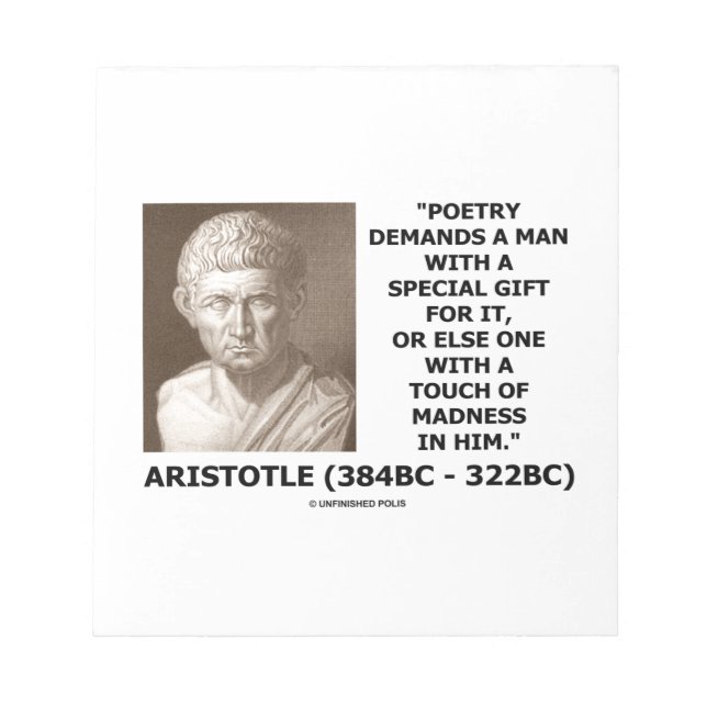 Bloco De Notas Poesia Dotada Toque De Loucura Aristóteles (Frente)