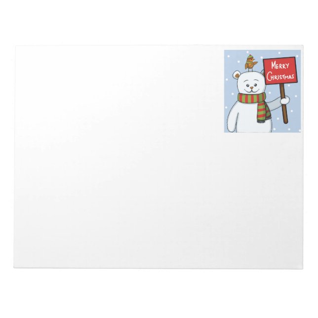 Bloco De Notas Polar Bear and Robin Christmas Greeting (Frente)