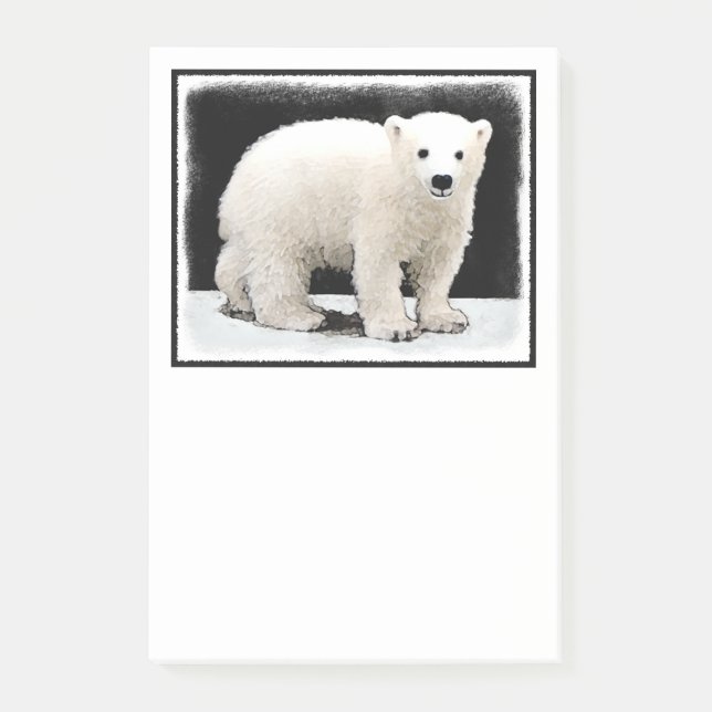 Bloco De Notas Polar Bear Cub Painting - Arte Original (Frente)