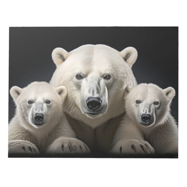 Bloco De Notas Polar Bear Selvagem Retrato Animal Feroz (Frente)