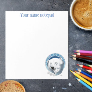 Bloco De Notas Polar Bear Snowflakes Art Nouveau