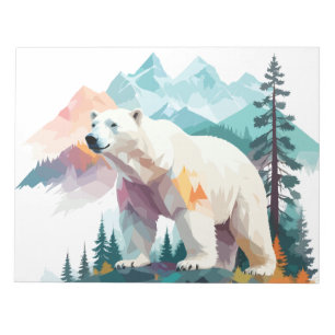 Bloco De Notas Polar Bear Vetor Arte Animal Majestosa Natureza Se