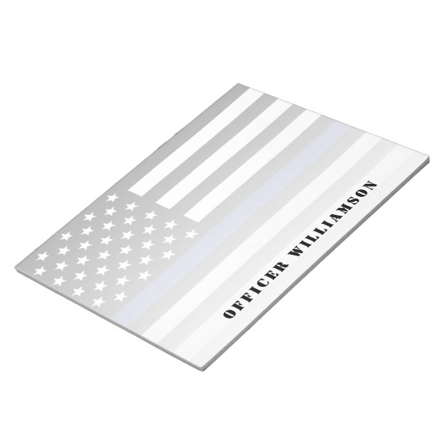Bloco De Notas Polícia Personalizada - Polícia Thin Blue Line (Inclinado)