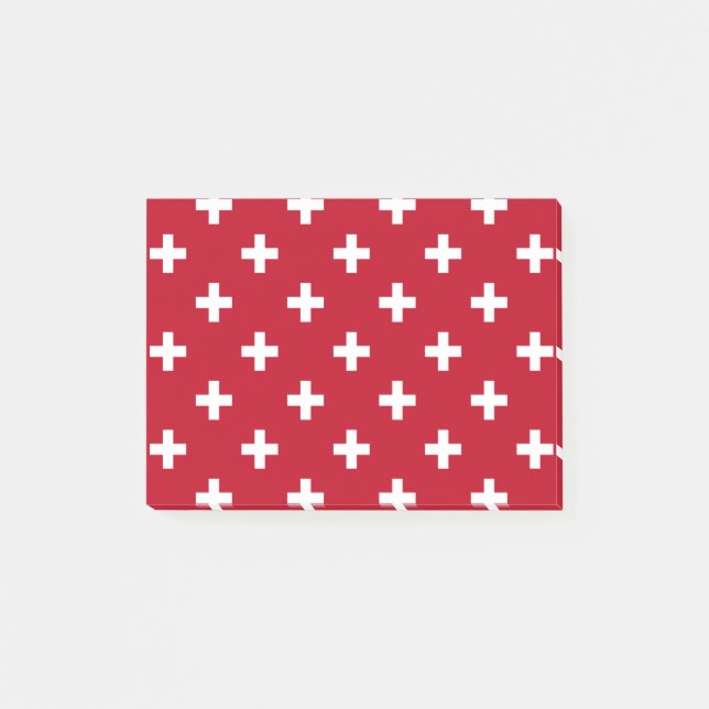 Bloco De Notas Polka branca cruza em vermelho (Frente)