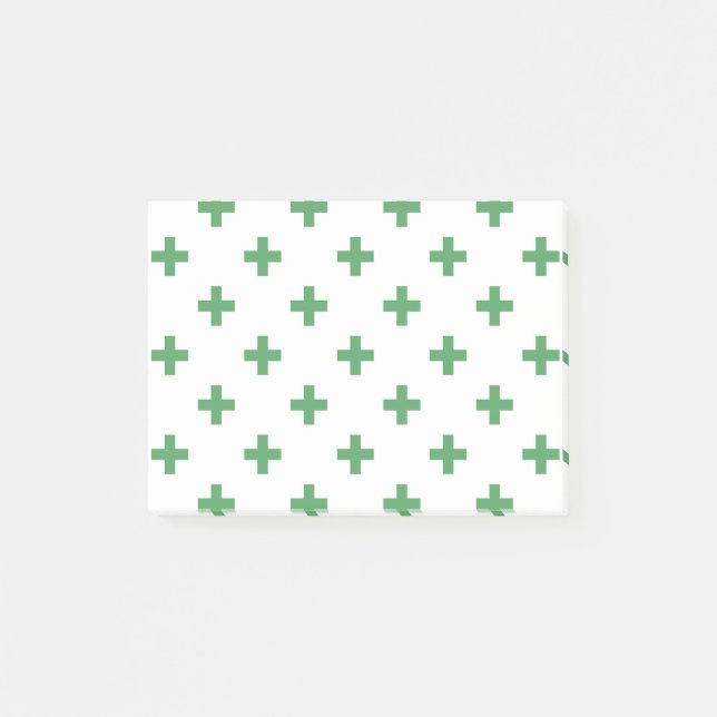 Bloco De Notas Polka verde cruza em branco (Frente)