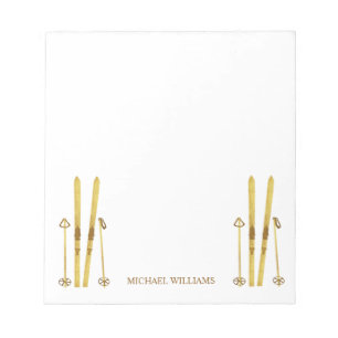 Bloco De Notas Polos do Péu Dourado Vintage Ski Illustration Cr