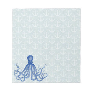 Bloco De Notas Polvo azul do vintage com âncoras
