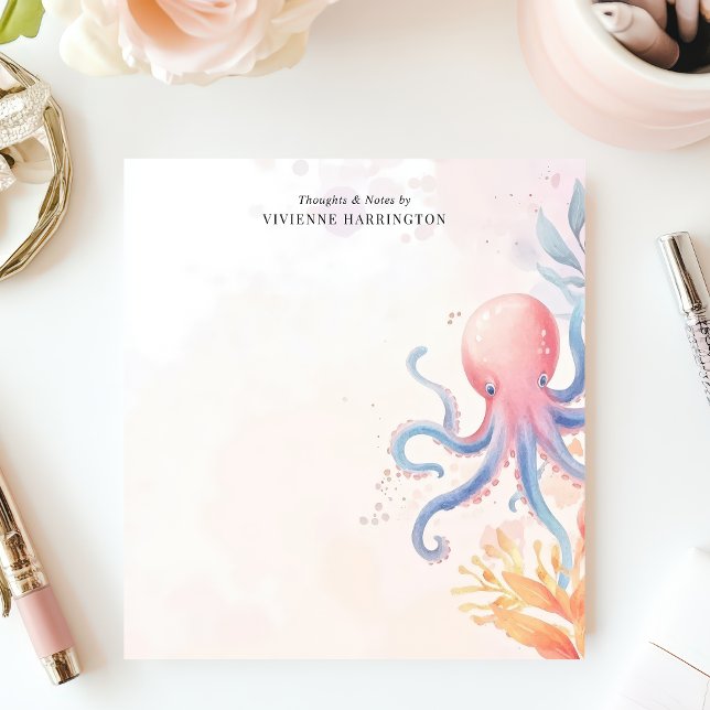 Bloco De Notas Polvo Personalizado de Aquarela Fofa do Oceano (Criador carregado)