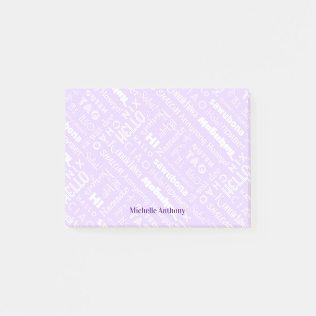 Bloco De Notas Polyglot Hello em torno das notas mundiais (Frente)