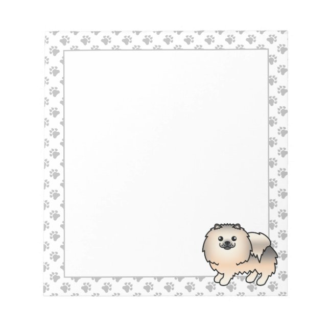 Bloco De Notas Pomerânia Sable Creme Cachorro Fofo Cartoon (Frente)