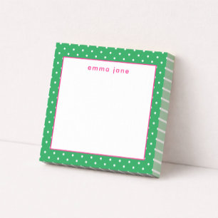 Bloco De Notas Pontinhos Rosa e Verde Personalizados