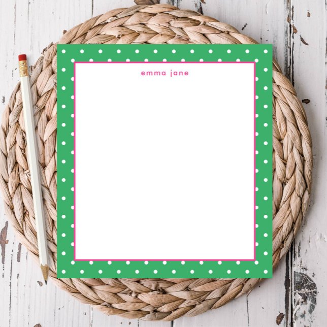 Bloco De Notas Pontinhos Rosa e Verde Personalizados (Criador carregado)