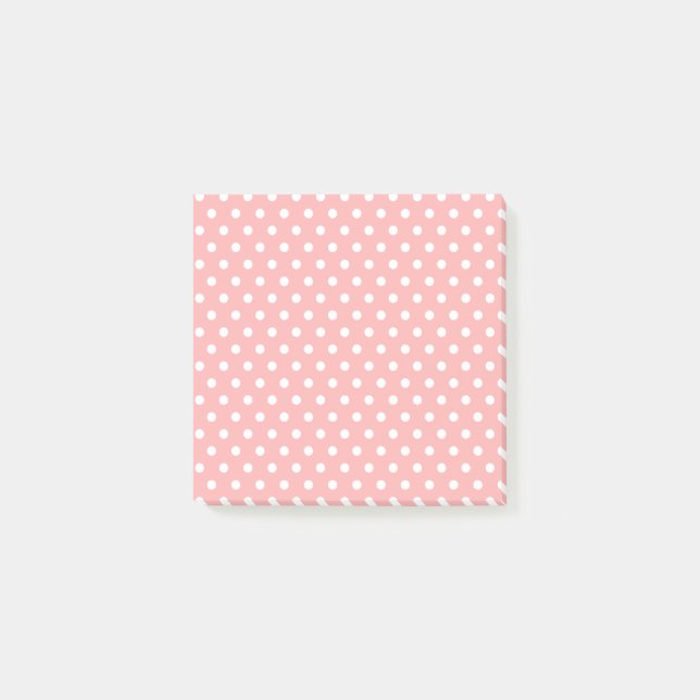 Bloco De Notas Pontos    de Posta de Polka Rosa Claro (Frente)