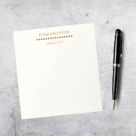 Bloco De Notas Pontos Dourados Creme Minimalista Simples Profissi