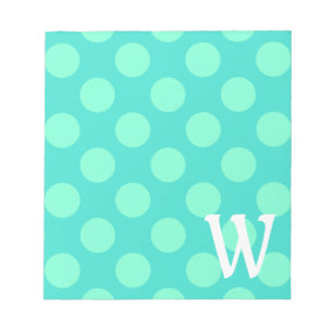 Bloco De Notas Pontos Monogrammed de água-marinha