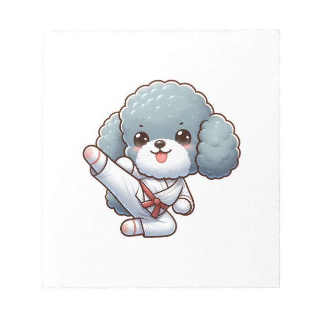 Bloco De Notas Poodle caratê chute alto artes marciais (Frente)