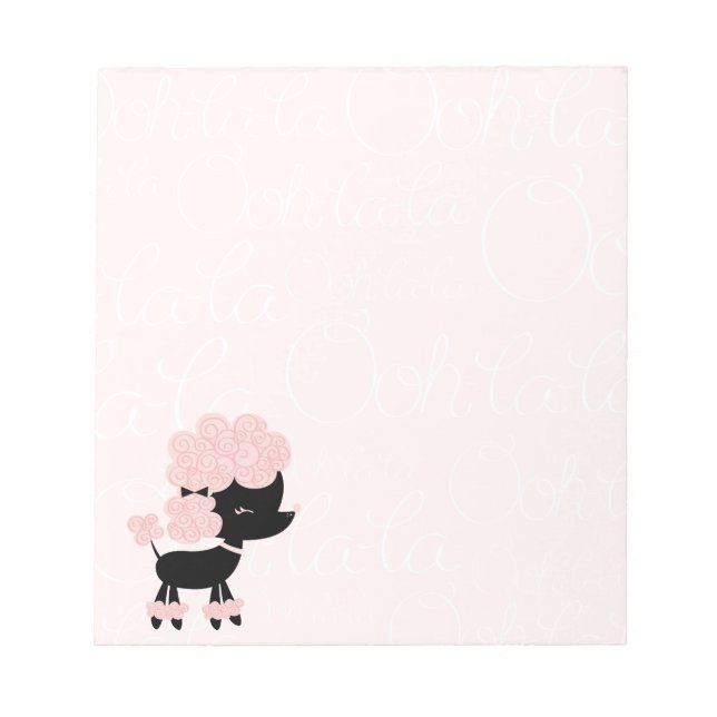 Bloco De Notas Poodle Francês de Desenho Animado (Frente)
