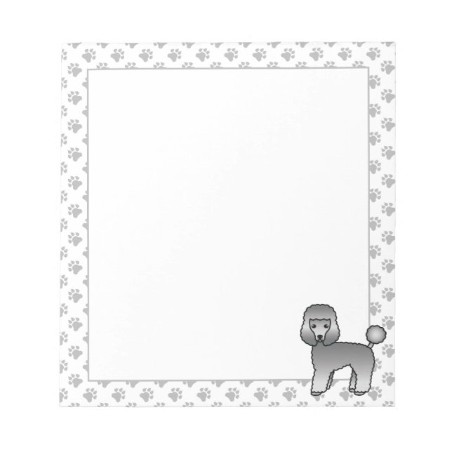 Bloco De Notas Poodle Toy Cinza Fofo Cachorro Cartoon (Frente)