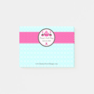 Bloco De Notas Pop de Bolo Personalizados e Cupcake Aqua Rosa V2