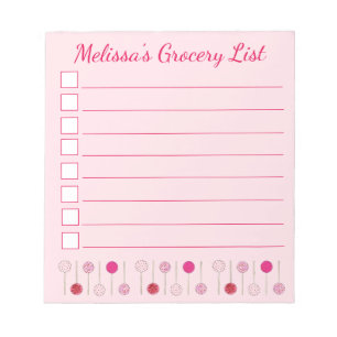 Bloco De Notas Pop de Bolo Rosa Lista Personalizada de Produtos d