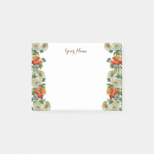 Bloco De Notas Poppies e Cornflowers Vintage Post it Personalizad