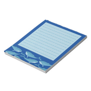 Bloco De Notas Porco de Baleias Nadando Azul Linhado