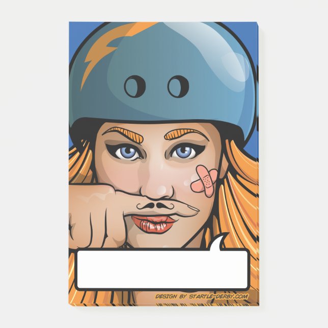 Bloco De Notas Post-it da banda desenhada da menina do Moustache (Frente)