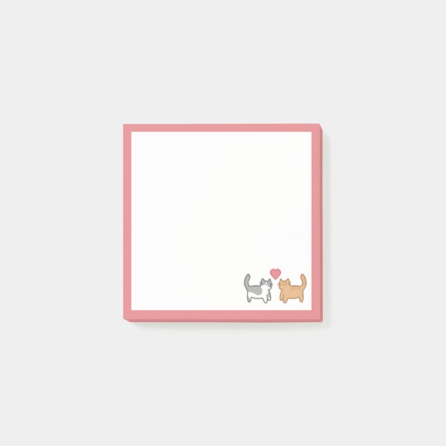 Bloco De Notas Post it de gatitos enamorados (Frente)