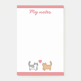Bloco De Notas Post it de gatitos enamorados
