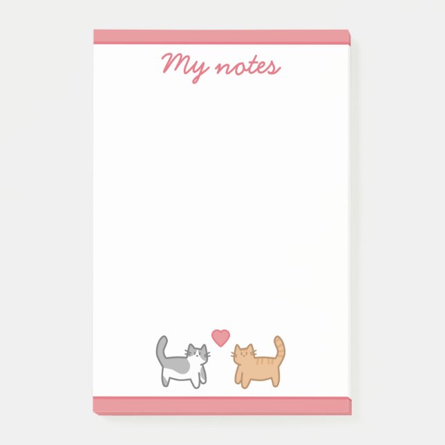 Bloco De Notas Post it de gatitos enamorados (Frente)