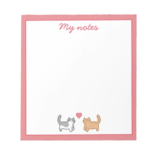 Bloco De Notas Post it de gatitos enamorados (Frente)