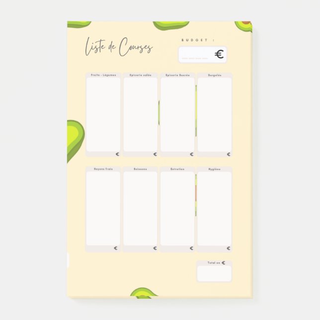 Bloco De Notas Post-it® Liste de courses (Frente)