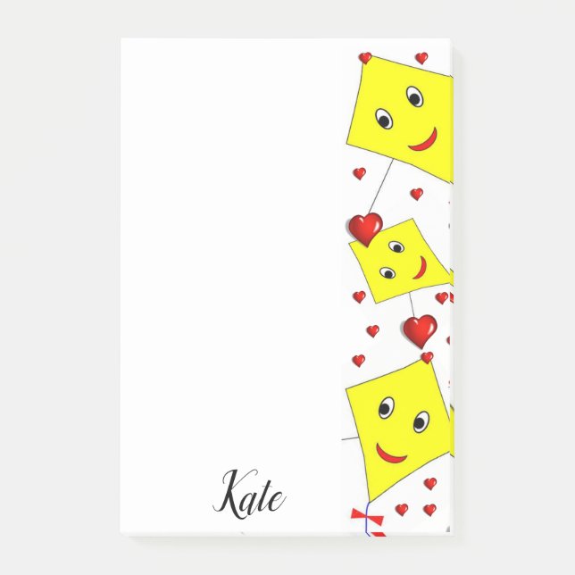 Bloco De Notas Post-it Notes Amarelos Kites (Frente)