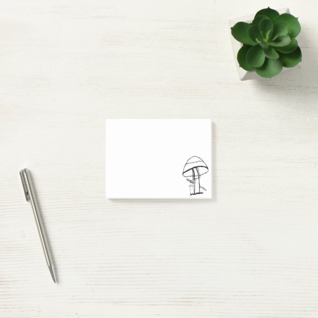 Bloco De Notas Post-It Notes | Cogumelo Gangster Com Um Katana (Escritótio)