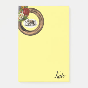 Bloco De Notas Post-it Notes Elefante Dourado