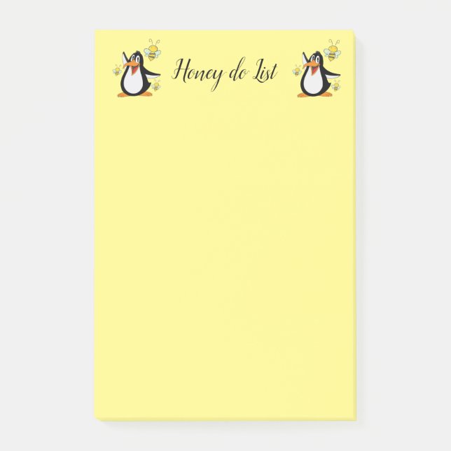 Bloco De Notas Post-it Notes Pinguim Abelha (Frente)