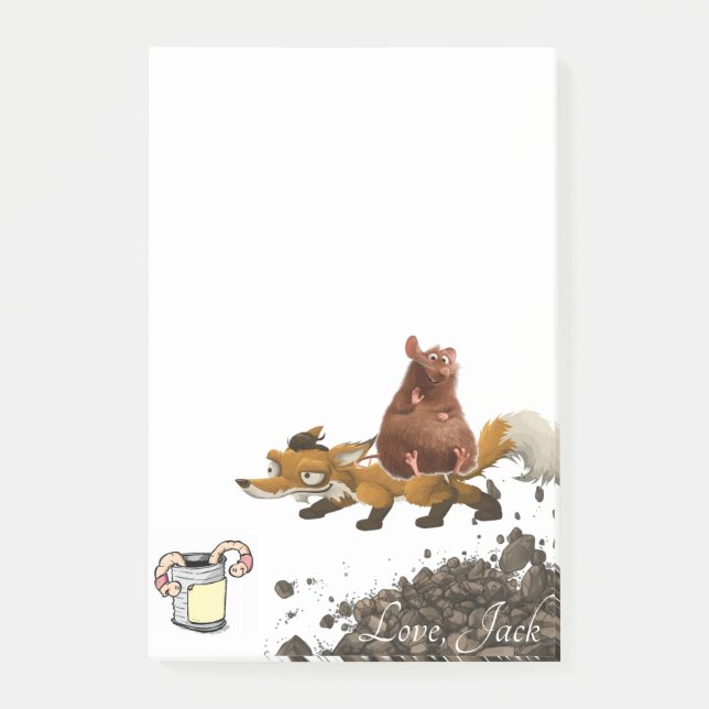 Bloco De Notas Post-it Notes Raposa Rato Verme (Frente)